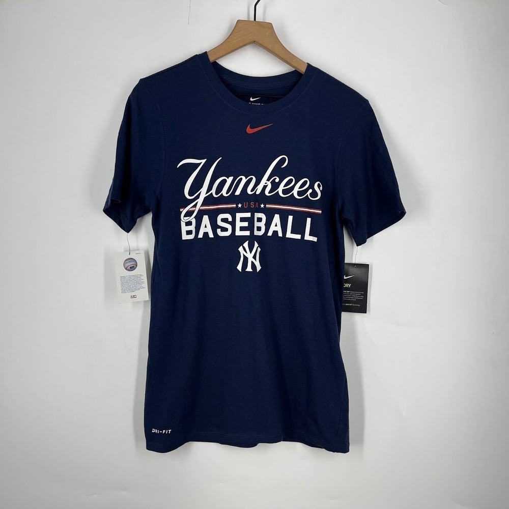 Nike Mens New York Yankees Baseball Dri-FIT T-Shirt‎ Navy Blue Small NWT